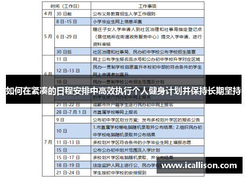 如何在紧凑的日程安排中高效执行个人健身计划并保持长期坚持